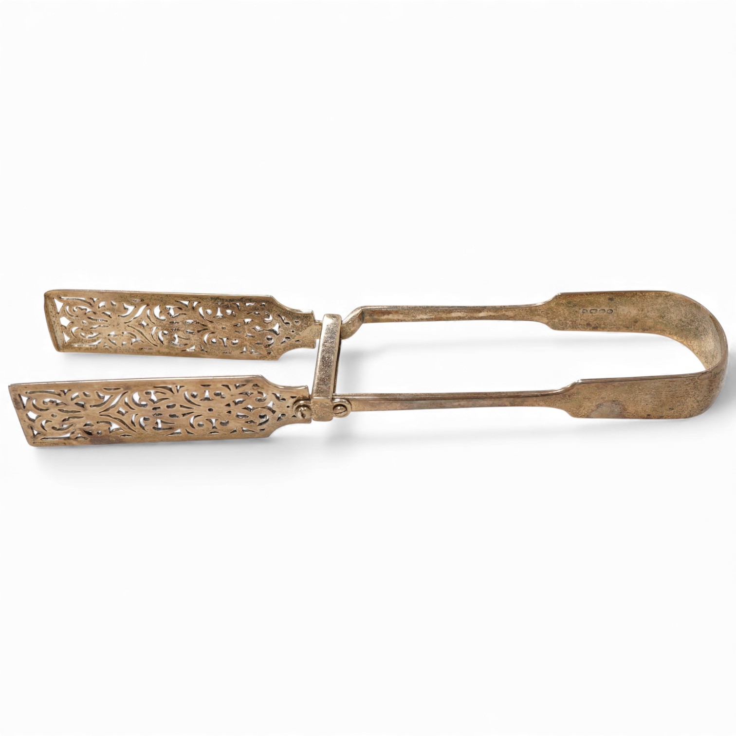 A pair of Victorian silver fiddle pattern asparagus servers, Francis Higgins, London, 1861, 24.5cm.